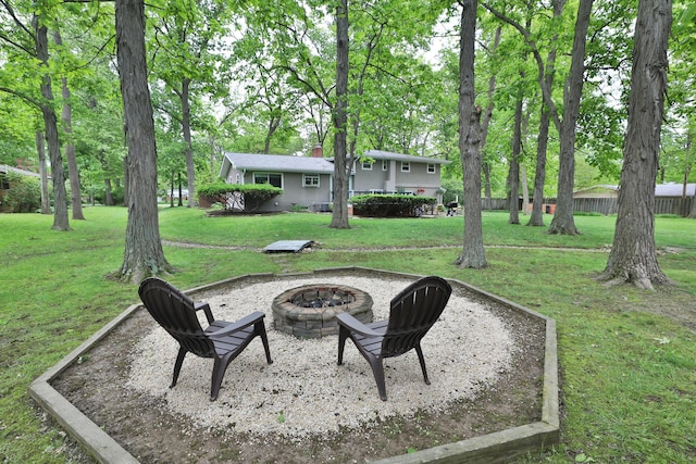 6653 Merwin Rd, Columbus, OH 43235 - view of grassy yard with a fire pit