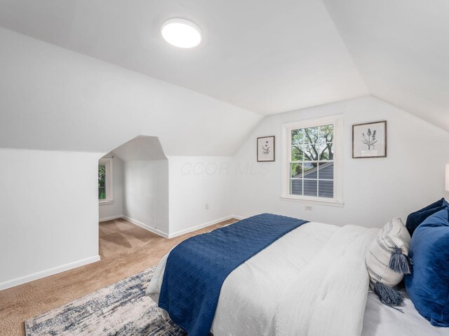 2356 Swansea Rd, Columbus, OH 43221 - carpeted bedroom with lofted ceiling and baseboards