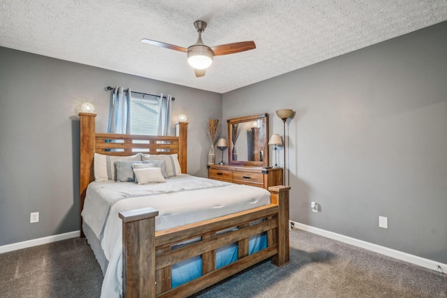 1536 Mulligan Ct, Reynoldsburg, OH 43068 - carpeted bedroom with baseboards, a textured ceiling, and a ceiling fan