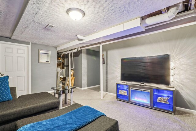 1536 Mulligan Ct, Reynoldsburg, OH 43068 - carpeted living room featuring baseboards and a textured ceiling