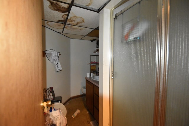 4510 Broadhurst Dr, Columbus, OH 43213 - bathroom featuring toilet, a shower stall, and vanity