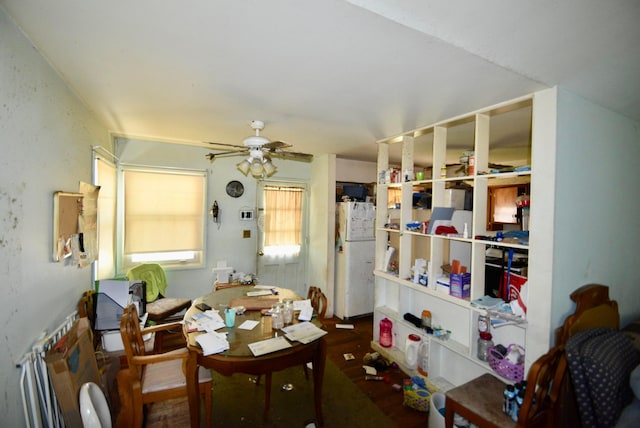 4510 Broadhurst Dr, Columbus, OH 43213 - office area featuring a ceiling fan and wood finished floors