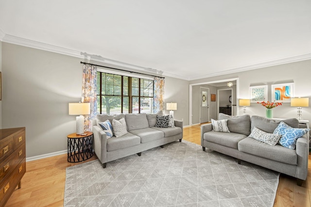 1009 Tall Tree Ct, Westerville, OH 43081 - living area featuring crown molding, light wood-style floors, and baseboards