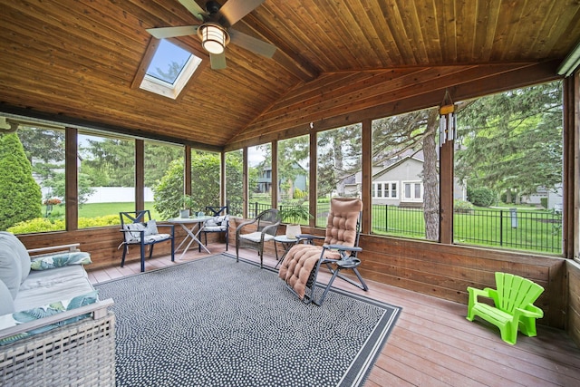 1009 Tall Tree Ct, Westerville, OH 43081 - sunroom / solarium with a ceiling fan, vaulted ceiling, plenty of natural light, and outdoor lounge area