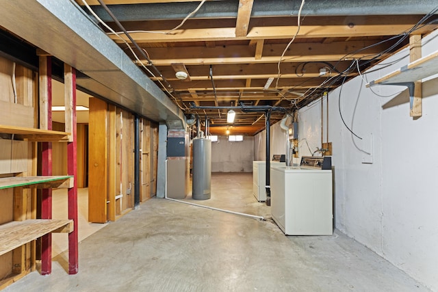 4818 Manitoba Rd, Columbus, OH 43229 - unfinished below grade area with water heater and independent washer and dryer