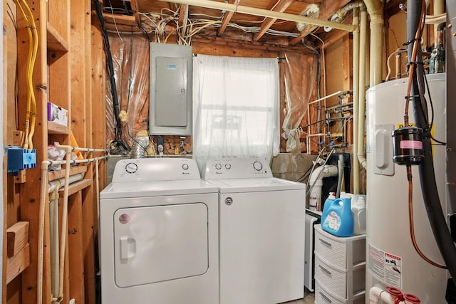 651 Dovalon Pl, Galloway, OH 43119 - washroom featuring water heater, electric panel, and washing machine and clothes dryer