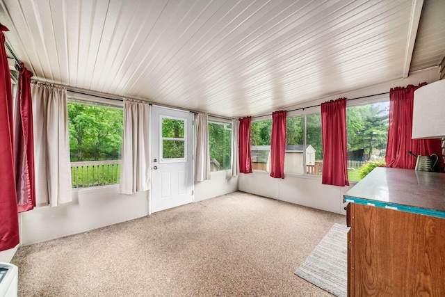 1472 Tall Meadows Dr, Columbus, OH 43223 - unfurnished sunroom featuring carpet and wooden ceiling
