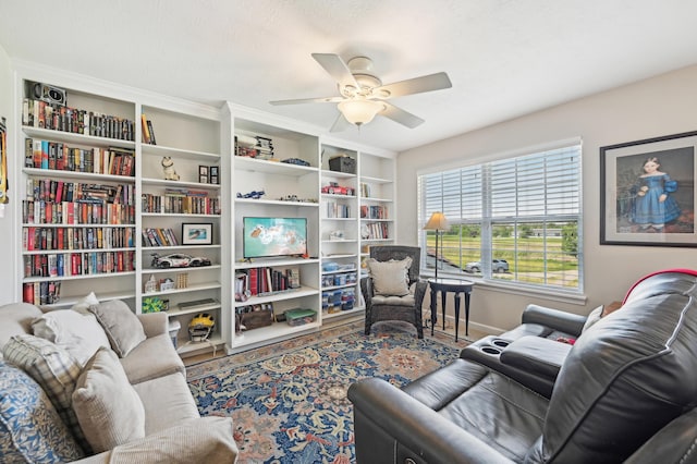 15301 Gandy Eddy Rd, Marysville, OH 43040 - living area with a ceiling fan and wood finished floors
