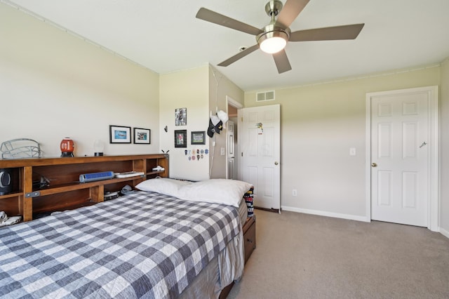 15301 Gandy Eddy Rd, Marysville, OH 43040 - bedroom with light colored carpet, baseboards, and ceiling fan