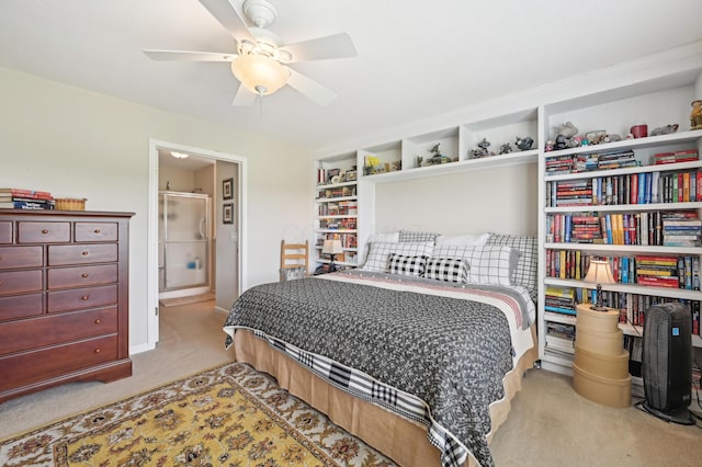 15301 Gandy Eddy Rd, Marysville, OH 43040 - bedroom with carpet, connected bathroom, and ceiling fan