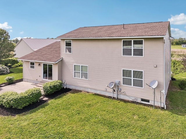 15301 Gandy Eddy Rd, Marysville, OH 43040 - rear view of property featuring a patio area, a yard, and roof with shingles