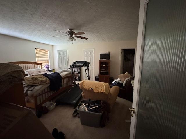 310 Abbey Ave, Lithopolis, OH 43136 - carpeted bedroom featuring multiple closets, a textured ceiling, and ceiling fan
