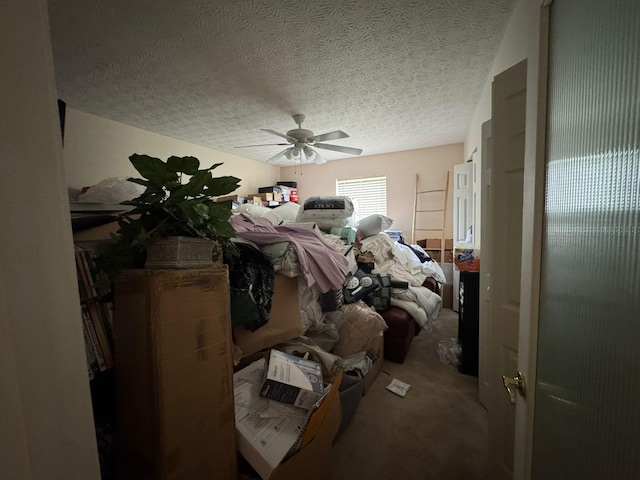310 Abbey Ave, Lithopolis, OH 43136 - bedroom featuring a textured ceiling, carpet flooring, and ceiling fan