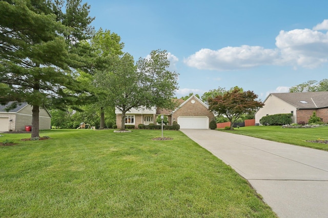 8628 N Spring Ct, Pickerington, OH 43147 - view of front of home featuring a garage, a front lawn, brick siding, and driveway