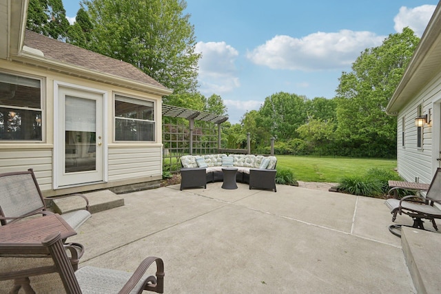 8628 N Spring Ct, Pickerington, OH 43147 - view of patio / terrace with an outdoor living space and a pergola