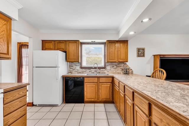 3350 Cameron St, Grove City, OH 43123 - kitchen with dishwasher, freestanding refrigerator, a sink, tasteful backsplash, and recessed lighting
