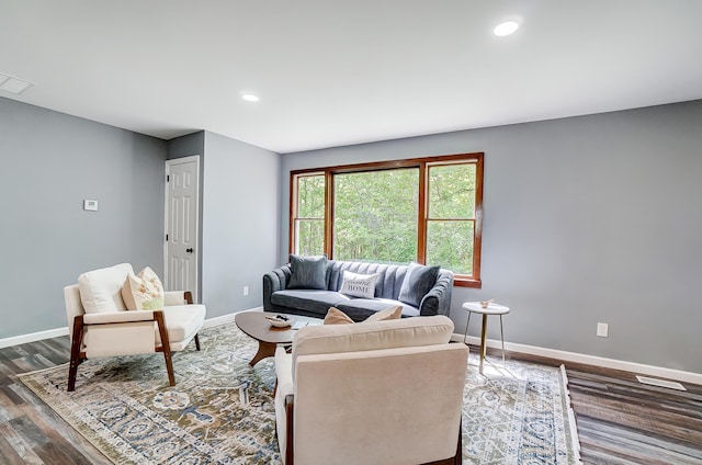 12323 Ringer Ln, Leesburg, OH 45135 - living area featuring baseboards, dark wood-style flooring, and recessed lighting