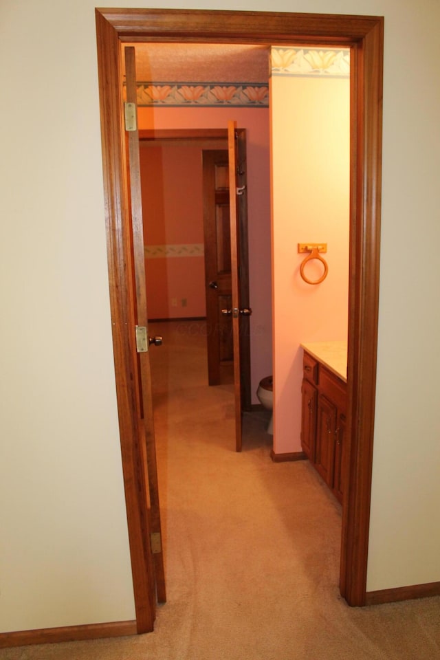 387 Mohican Ln, Sugar Grove, OH 43155 - corridor with light carpet and baseboards