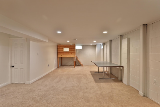 6219 Ambleside Dr, Columbus, OH 43229 - below grade area with carpet floors and recessed lighting