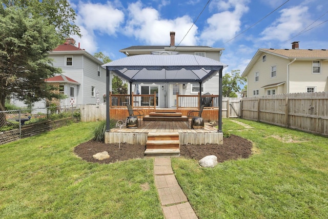 207 Jefferson Rd, Newark, OH 43055 - back of property featuring a gazebo, a deck, and a chimney