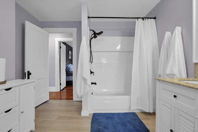 207 Jefferson Rd, Newark, OH 43055 - bathroom with shower / tub combo, vanity, and wood finished floors