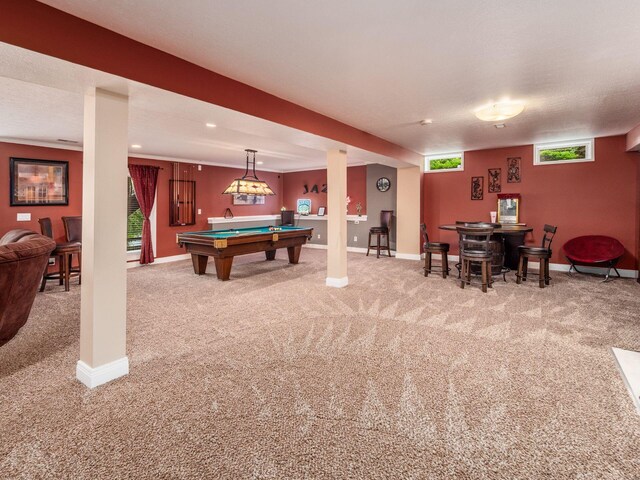 8171 Campden Lakes Blvd, Dublin, OH 43016 - rec room featuring light colored carpet, pool table, and baseboards