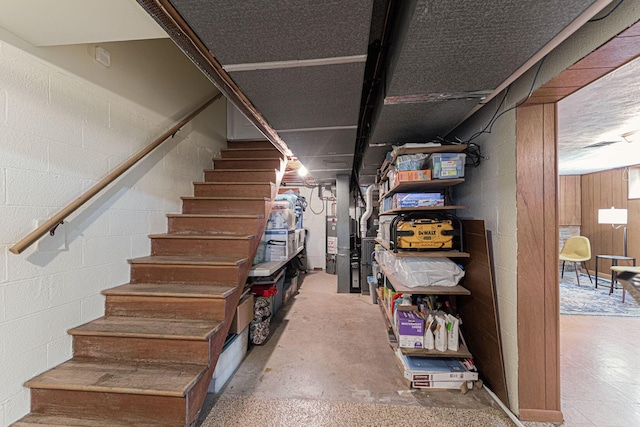 4015 Mountview Rd, Upper Arlington, OH 43220 - stairs with concrete block wall and heating unit