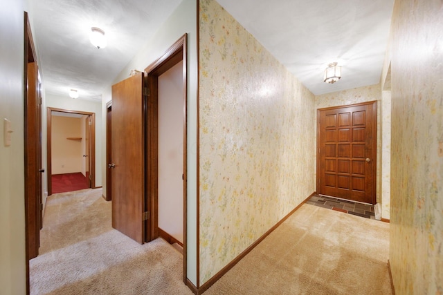 2580 Applewood Ln NE, Lancaster, OH 43130 - corridor with carpet flooring, wallpapered walls, and baseboards