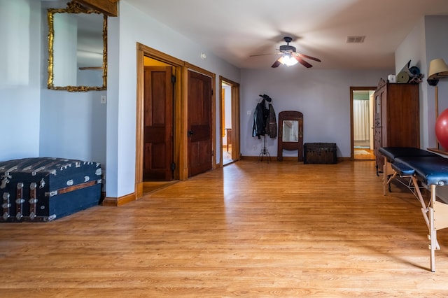4842 State Route 734, Jeffersonville, OH 43128 - foyer entrance featuring light wood-type flooring, a ceiling fan, and baseboards