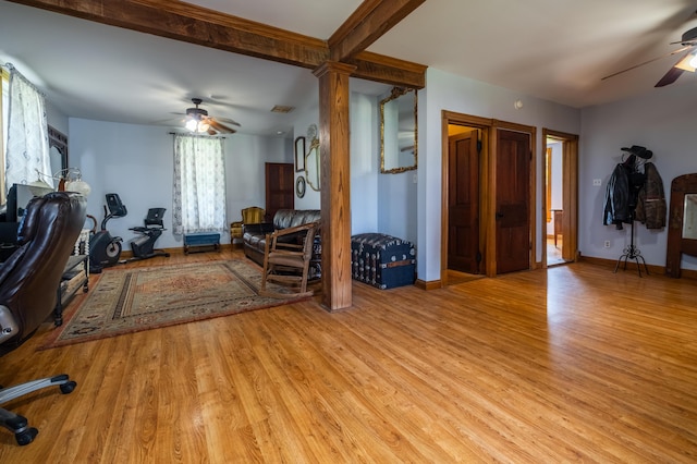 4842 State Route 734, Jeffersonville, OH 43128 - entryway with a ceiling fan, light wood-style flooring, and baseboards
