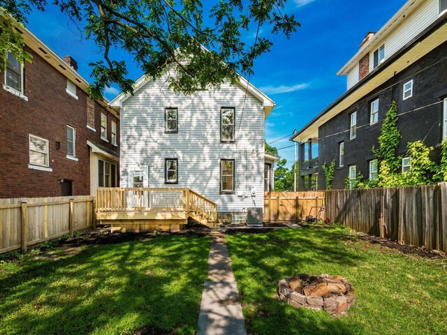 534 Berkeley Rd, Columbus, OH 43205 - back of house featuring a fire pit, a deck, and central AC