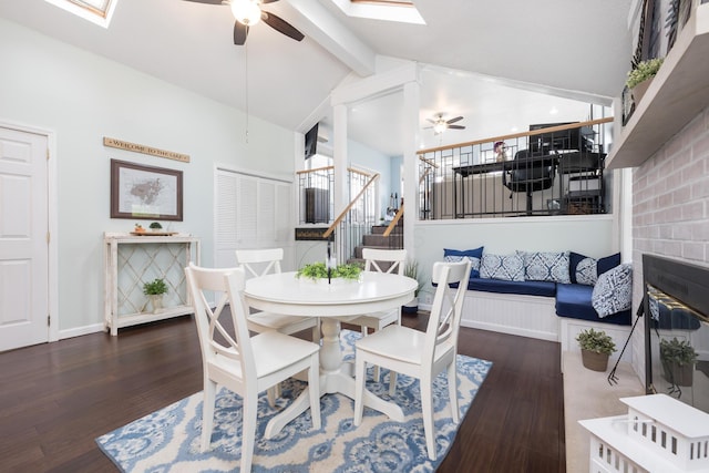 11177 Sassafrass Rd, Lakeview, OH 43331 - dining space with ceiling fan, stairs, and a skylight