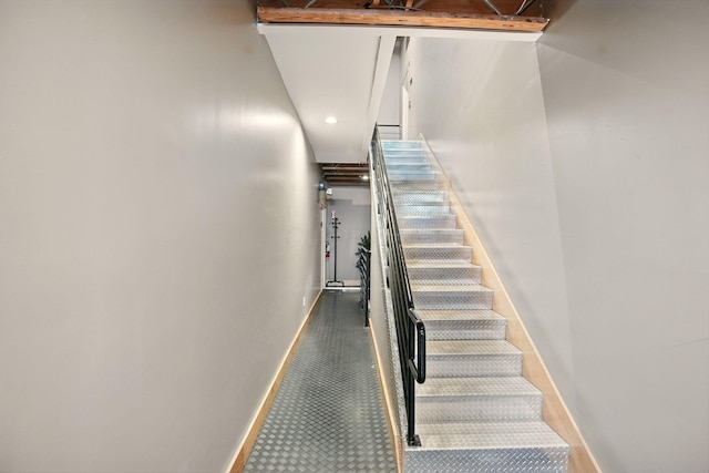 956 N High St Unit 2W, Columbus, OH 43201 - stairs with baseboards and recessed lighting
