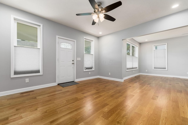 71 Market St, Carroll, OH 43112 - entryway with ceiling fan, wood finished floors, baseboards, and recessed lighting