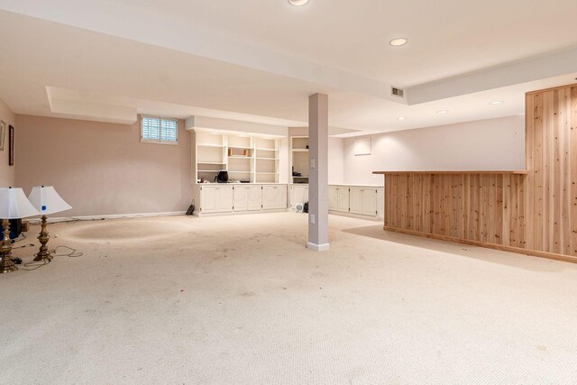 248 Academy Woods Dr, Columbus, OH 43230 - below grade area featuring a dry bar, carpet flooring, recessed lighting, and baseboards
