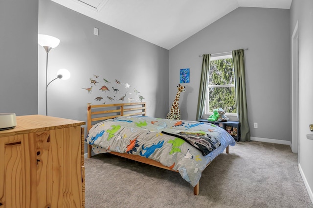 9556 Ireland Ct, Powell, OH 43065 - carpeted bedroom featuring vaulted ceiling and baseboards
