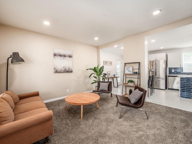 179 Boyleston Ave, Newark, OH 43055 - living room featuring light carpet and recessed lighting
