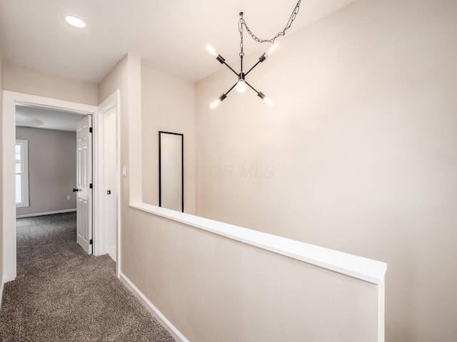179 Boyleston Ave, Newark, OH 43055 - hallway with carpet floors, recessed lighting, and an upstairs landing