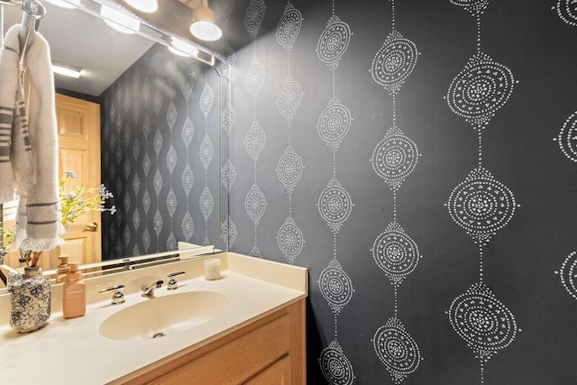 4367 Tavistock Cir, Powell, OH 43065 - bathroom featuring vanity and wallpapered walls