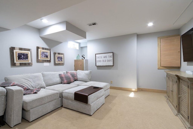 4367 Tavistock Cir, Powell, OH 43065 - living area featuring light carpet, recessed lighting, and baseboards