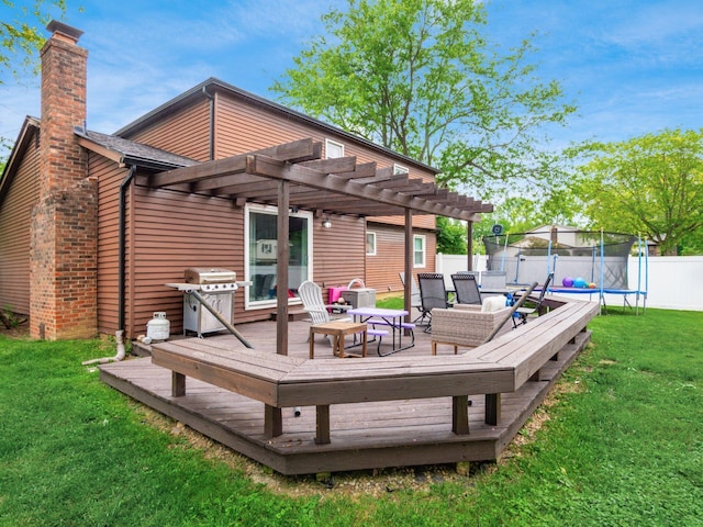 7121 Briarcliff Rd, Reynoldsburg, OH 43068 - deck with a trampoline, a pergola, and a grill