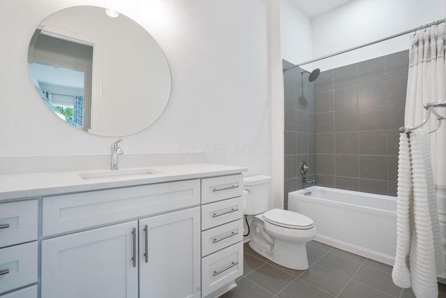1526 Villa Way, Powell, OH 43065 - full bathroom featuring vanity, tile patterned floors, toilet, and shower / bathtub combination with curtain