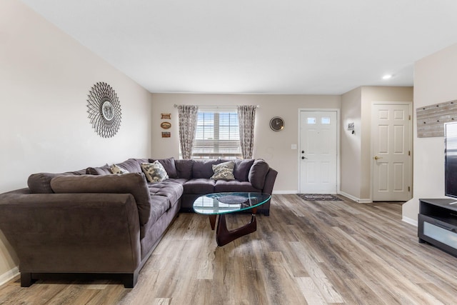 1080 Shady Lake Dr, Columbus, OH 43228 - living room featuring wood finished floors, baseboards, and recessed lighting