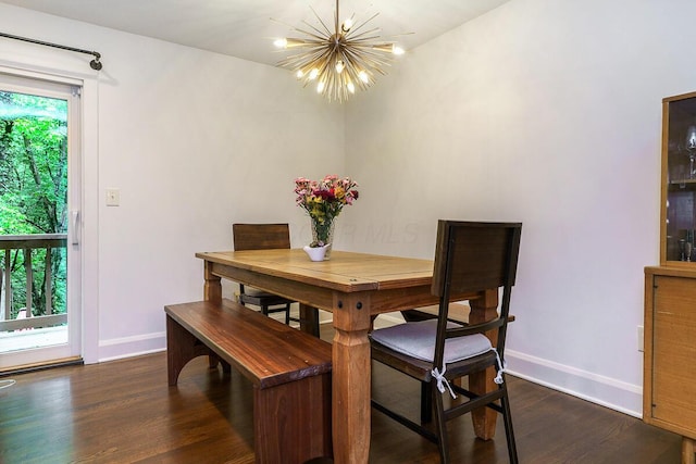 232 Hardy Way, Worthington, OH 43085 - dining area with a chandelier, baseboards, and dark wood-type flooring