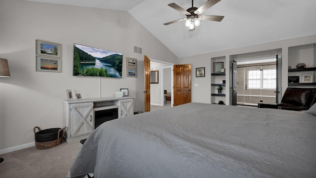 6101 Parkmeadow Ln, Hilliard, OH 43026 - bedroom with carpet, baseboards, ceiling fan, and high vaulted ceiling