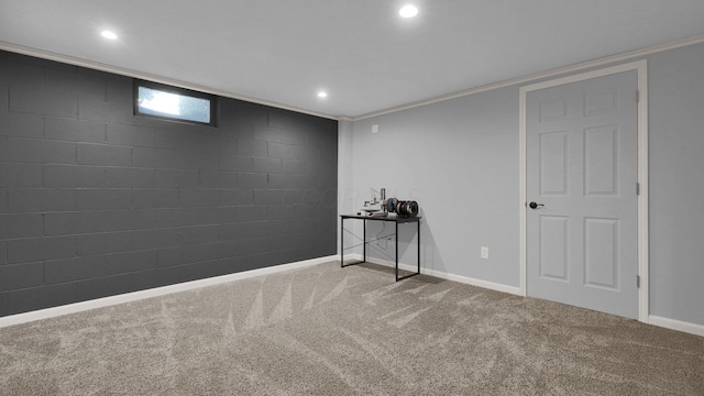 6101 Parkmeadow Ln, Hilliard, OH 43026 - basement featuring carpet flooring, recessed lighting, and baseboards