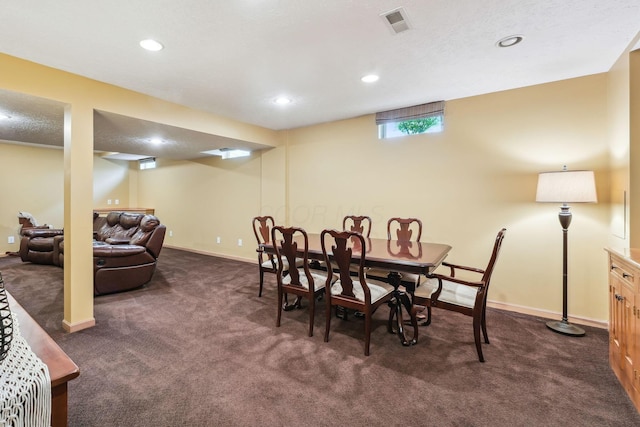 2407 Bryton Dr, Powell, OH 43065 - dining space featuring dark colored carpet, recessed lighting, and baseboards