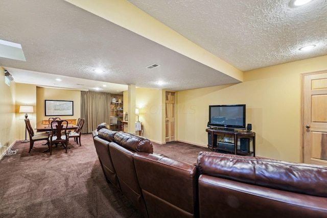 2407 Bryton Dr, Powell, OH 43065 - carpeted living area with a textured ceiling, recessed lighting, and baseboards