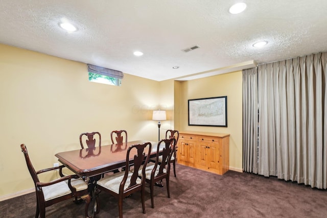 2407 Bryton Dr, Powell, OH 43065 - carpeted dining space with recessed lighting, a textured ceiling, and baseboards