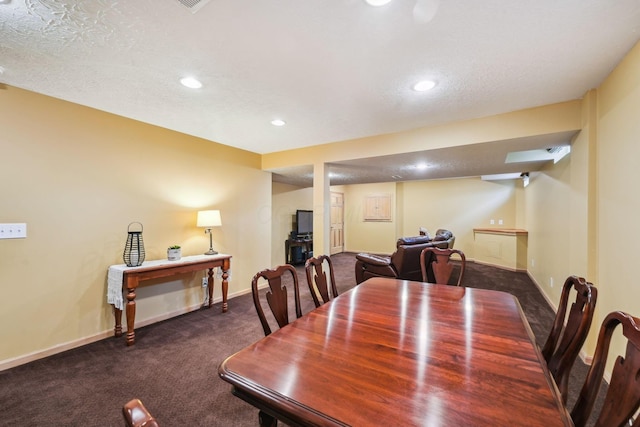 2407 Bryton Dr, Powell, OH 43065 - carpeted dining space with baseboards, recessed lighting, and a textured ceiling